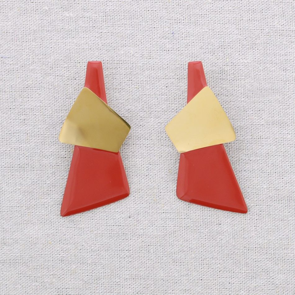 PENDIENTES ACERO FORMAS GEOMÉTRICAS ESMALTE