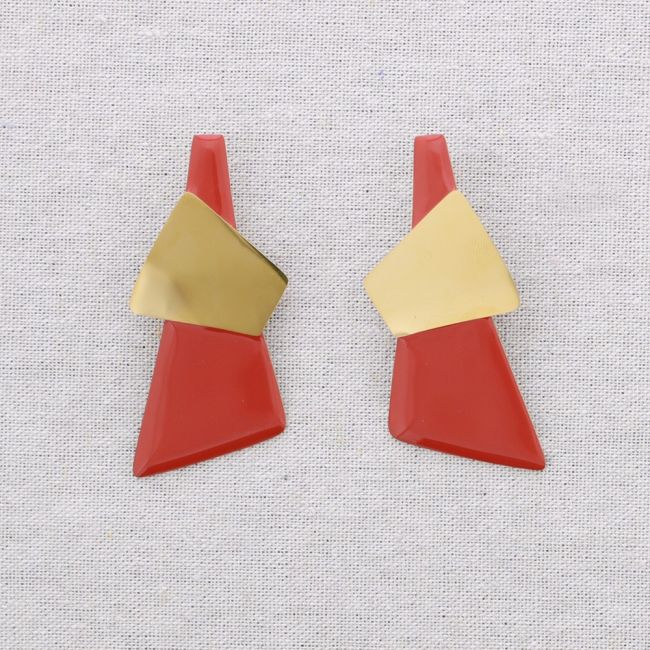 PENDIENTES ACERO FORMAS GEOMÉTRICAS ESMALTE
