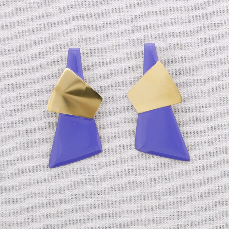 PENDIENTES ACERO FORMAS GEOMÉTRICAS ESMALTE
