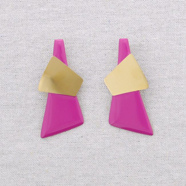 STEEL EARRINGS WITH GEOMETRIC SHAPES AND ENAMEL