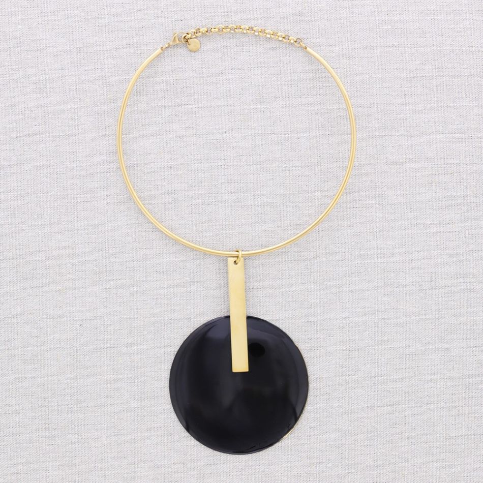 CHOKER ACERO COLGANTE MEDALLA ESMALTE