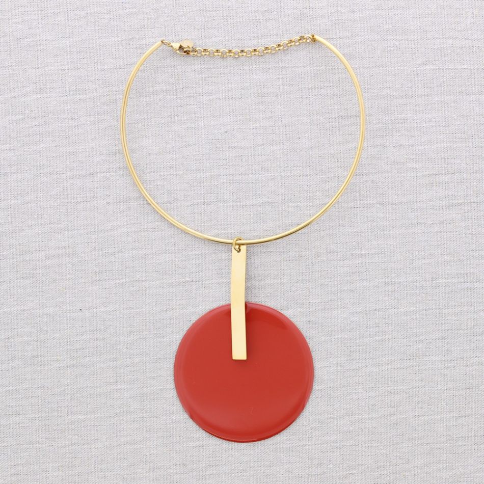 CHOKER ACERO COLGANTE MEDALLA ESMALTE