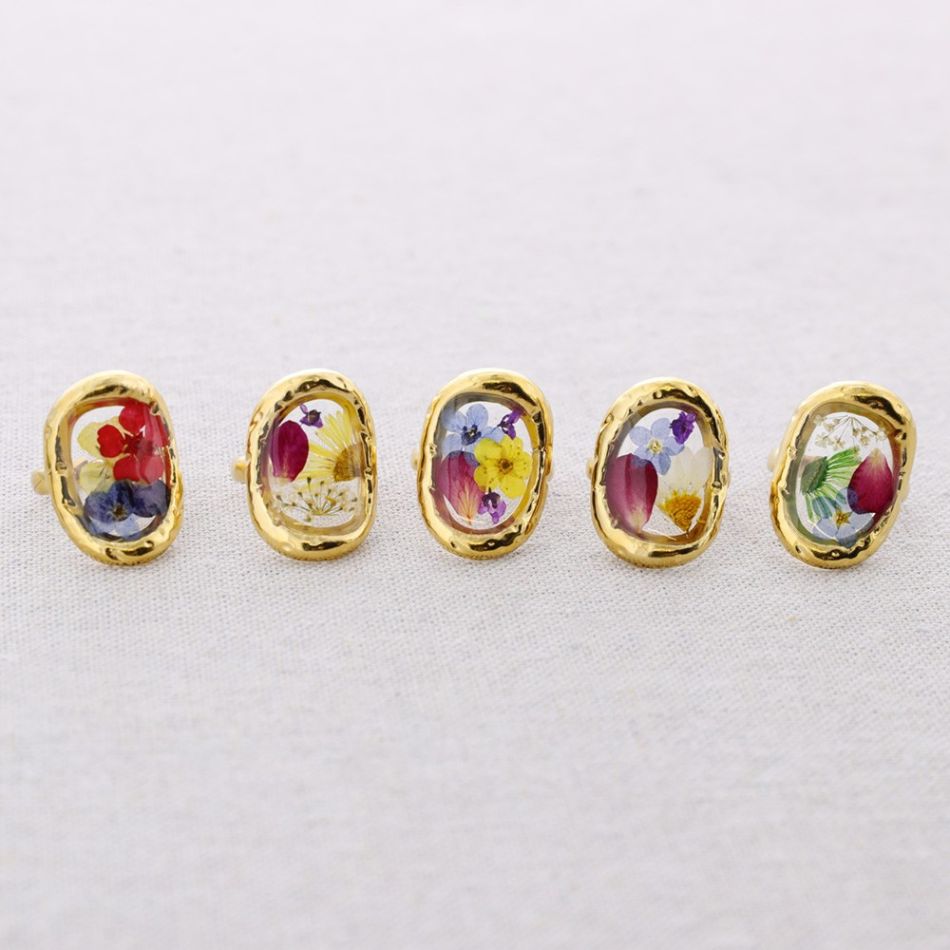 ANILLO ACERO AJUSTABLE FLOR SECA
