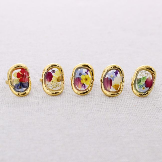 ANILLO ACERO AJUSTABLE FLOR SECA