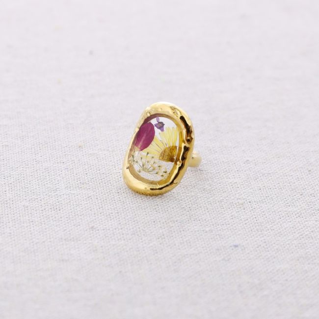ANILLO ACERO AJUSTABLE FLOR SECA