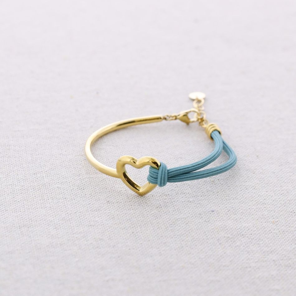 PULSERA ACERO RÍGIDA ELÁSTICA CORAZÓN