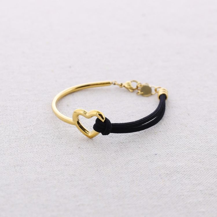 PULSERA ACERO RÍGIDA ELÁSTICA CORAZÓN