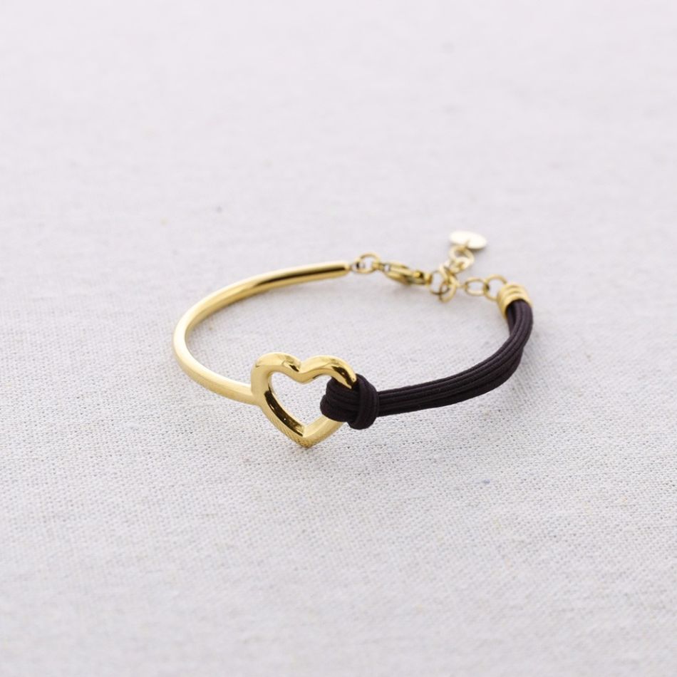 PULSERA ACERO RÍGIDA ELÁSTICA CORAZÓN