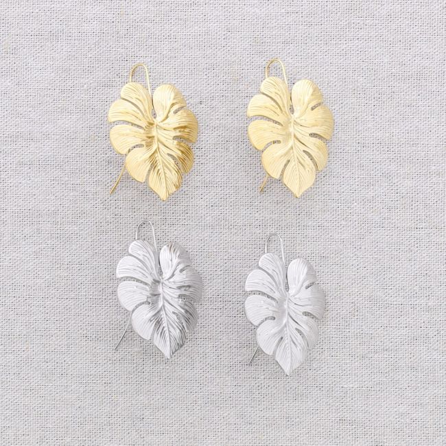 PENDIENTES ACERO COLGANTE HOJA COSTILLA DE ADÁN