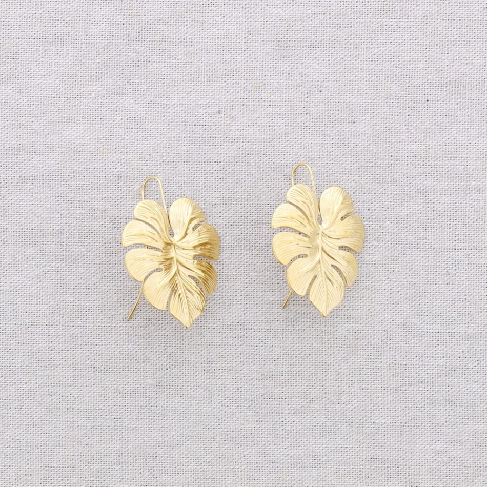 PENDIENTES ACERO COLGANTE HOJA COSTILLA DE ADÁN
