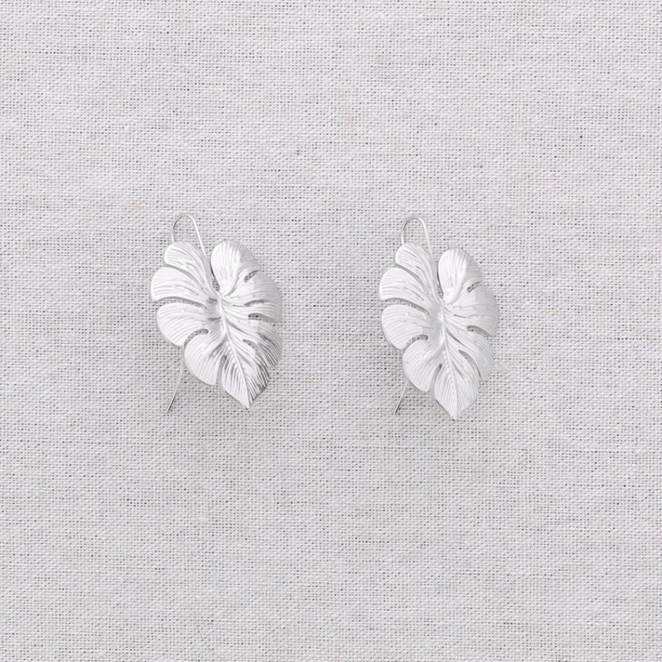 PENDIENTES ACERO COLGANTE HOJA COSTILLA DE ADÁN