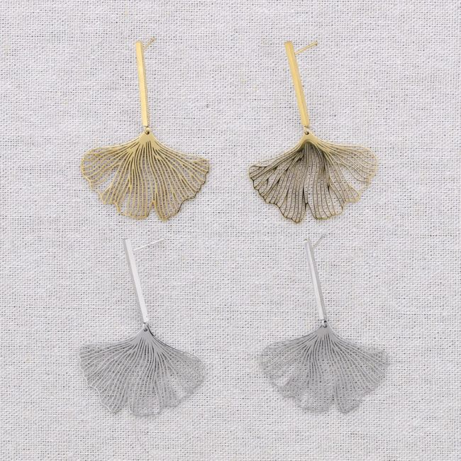 PENDIENTES ACERO COLGANTE HOJA GINGKO