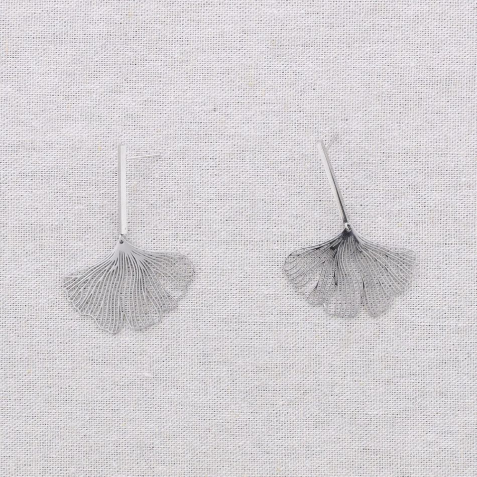 PENDIENTES ACERO COLGANTE HOJA GINGKO