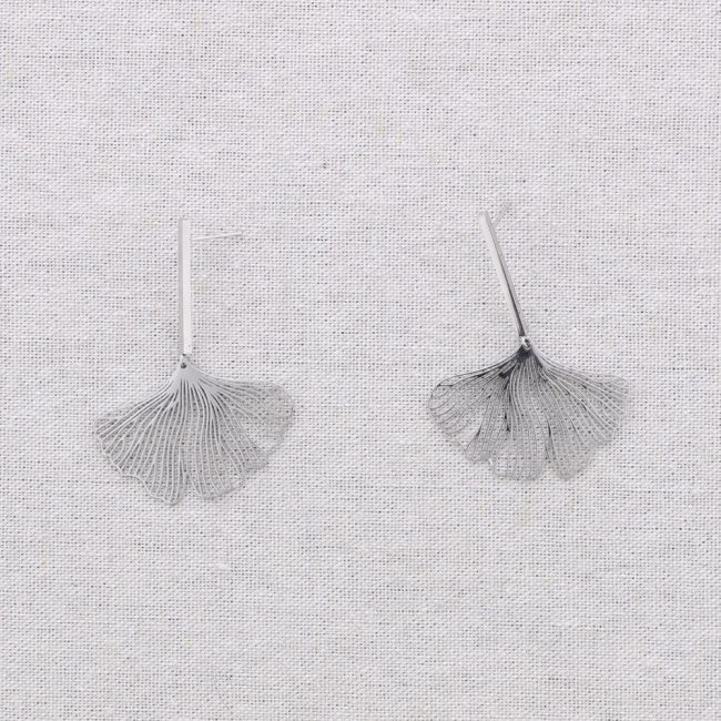 PENDIENTES ACERO COLGANTE HOJA GINGKO