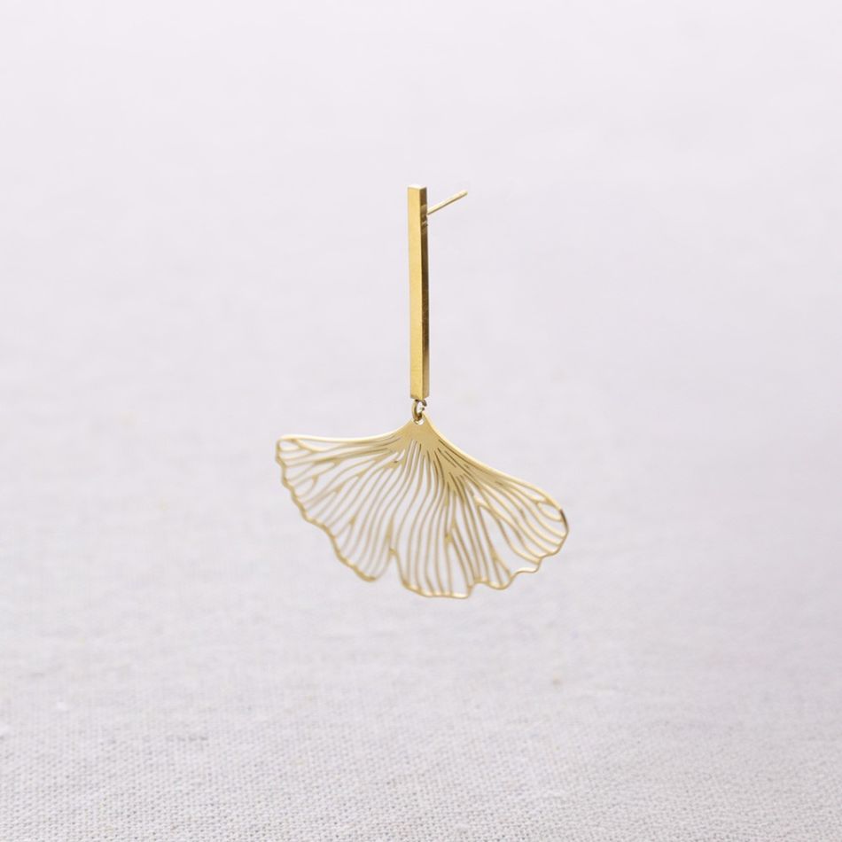 PENDIENTES ACERO COLGANTE HOJA GINGKO