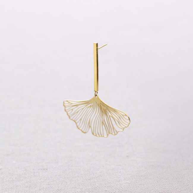 PENDIENTES ACERO COLGANTE HOJA GINGKO