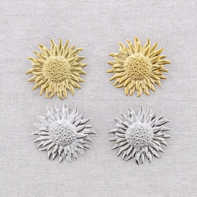 PENDIENTES PRESIÓN ACERO FLOR DE GIRASOL