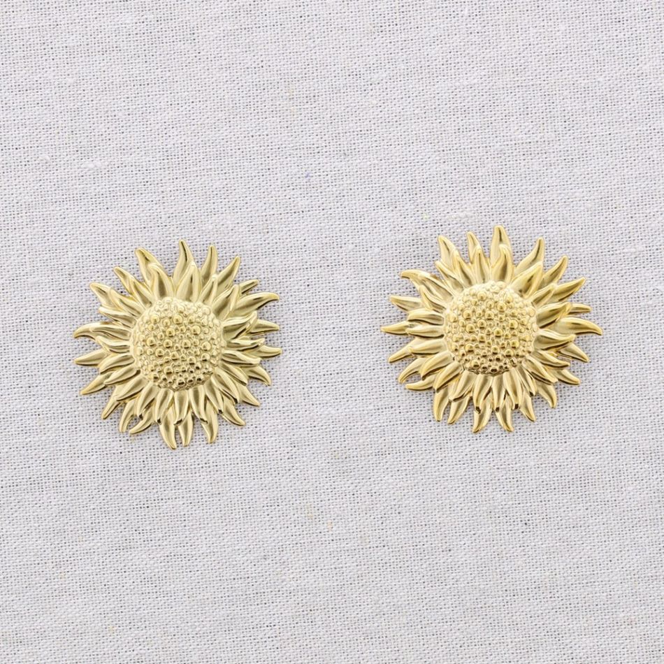 PENDIENTES PRESIÓN ACERO FLOR DE GIRASOL