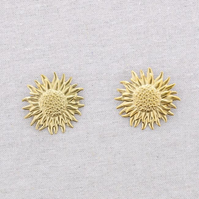 PENDIENTES PRESIÓN ACERO FLOR DE GIRASOL
