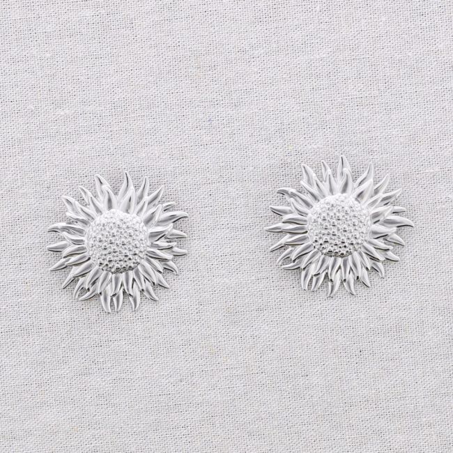 PENDIENTES PRESIÓN ACERO FLOR DE GIRASOL