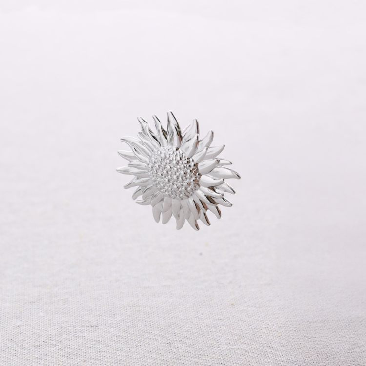 PENDIENTES PRESIÓN ACERO FLOR DE GIRASOL