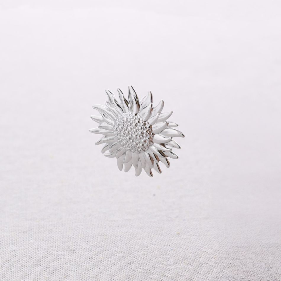 PENDIENTES PRESIÓN ACERO FLOR DE GIRASOL
