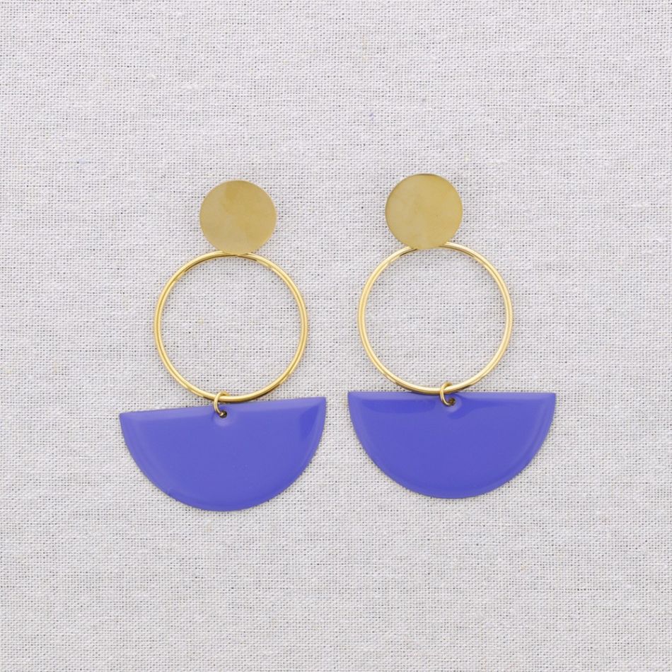 PENDIENTES ACERO COLGANTE ANILLA SEMICÍRCULO ESMALTE
