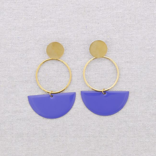 PENDIENTES ACERO COLGANTE ANILLA SEMICÍRCULO ESMALTE