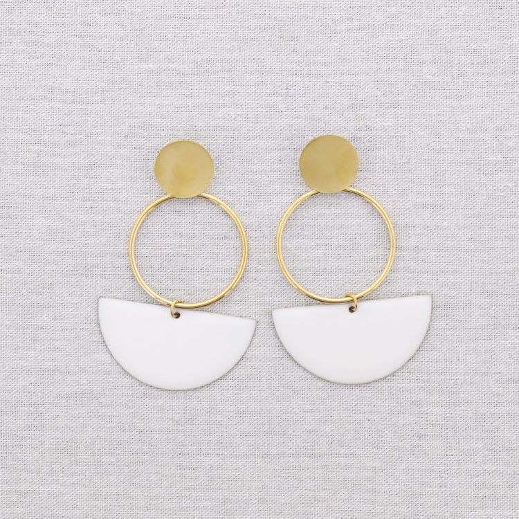 PENDIENTES ACERO COLGANTE ANILLA SEMICÍRCULO ESMALTE