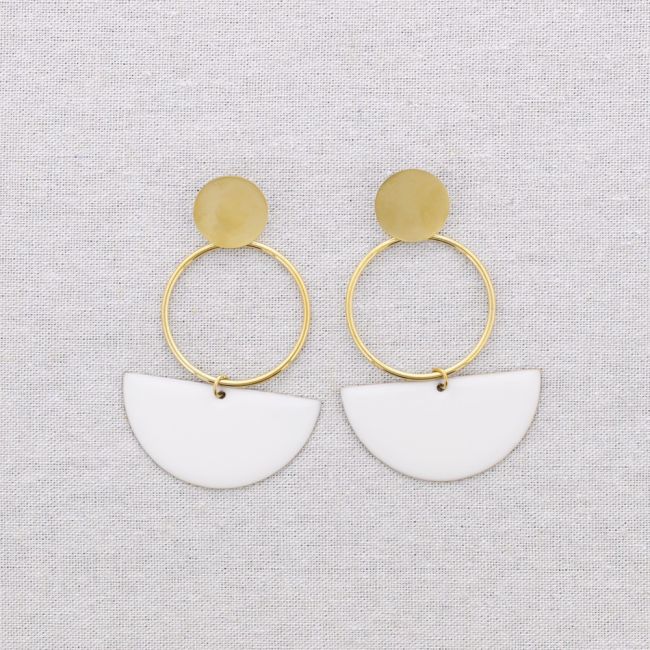 PENDIENTES ACERO COLGANTE ANILLA SEMICÍRCULO ESMALTE