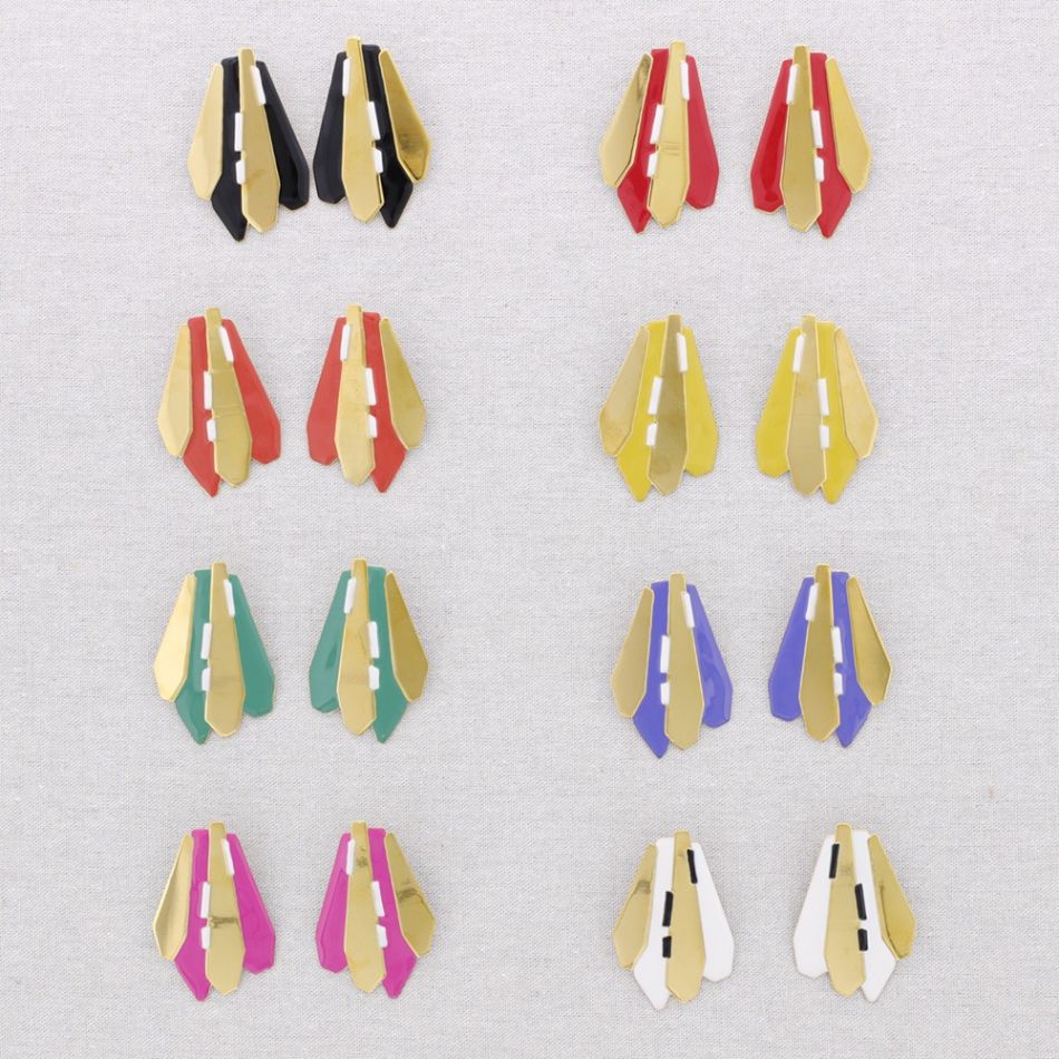 PENDIENTES  ACERO FORMAS GEOMÉTRICAS ESMALTE