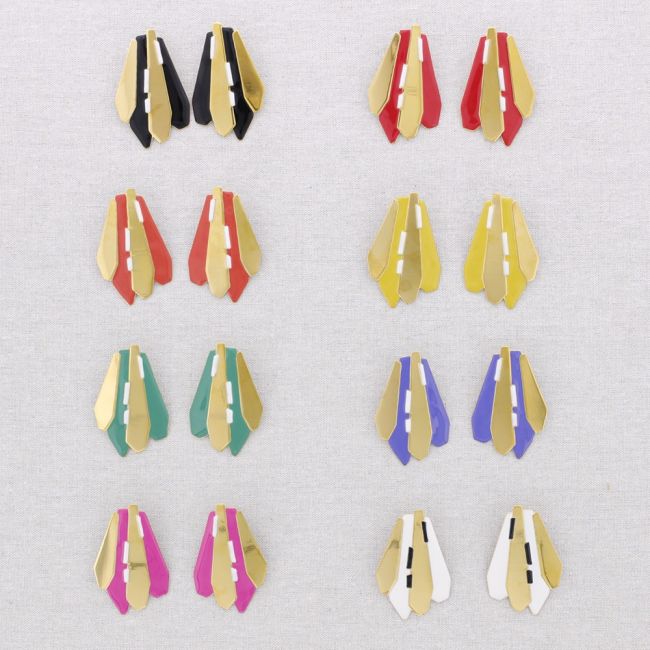PENDIENTES  ACERO FORMAS GEOMÉTRICAS ESMALTE