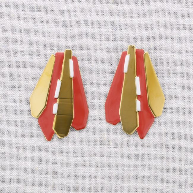 PENDIENTES  ACERO FORMAS GEOMÉTRICAS ESMALTE