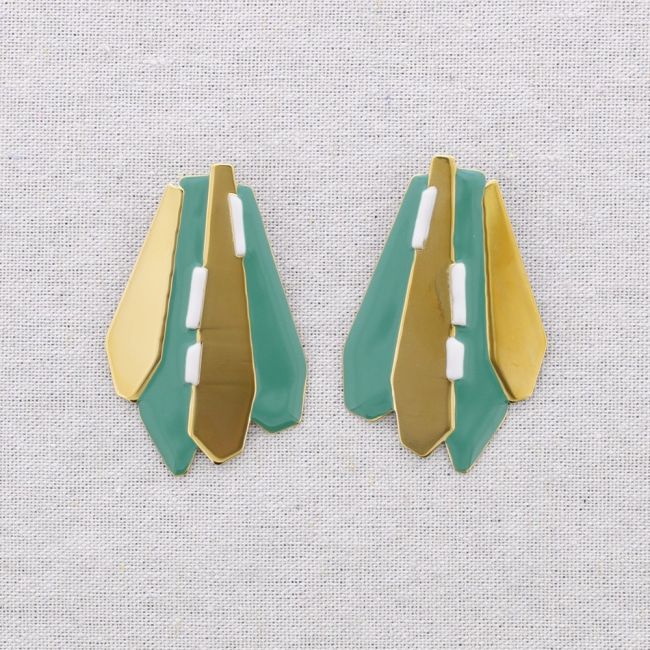 PENDIENTES  ACERO FORMAS GEOMÉTRICAS ESMALTE