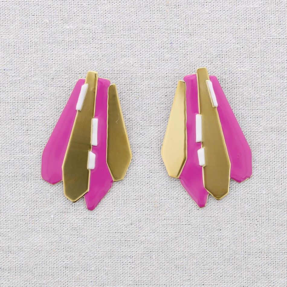 PENDIENTES  ACERO FORMAS GEOMÉTRICAS ESMALTE