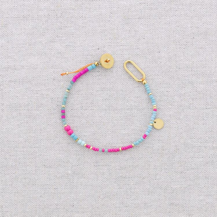 PULSERA ACERO CUENTAS ABALORIOS PIEDRAS AJUSTABLE