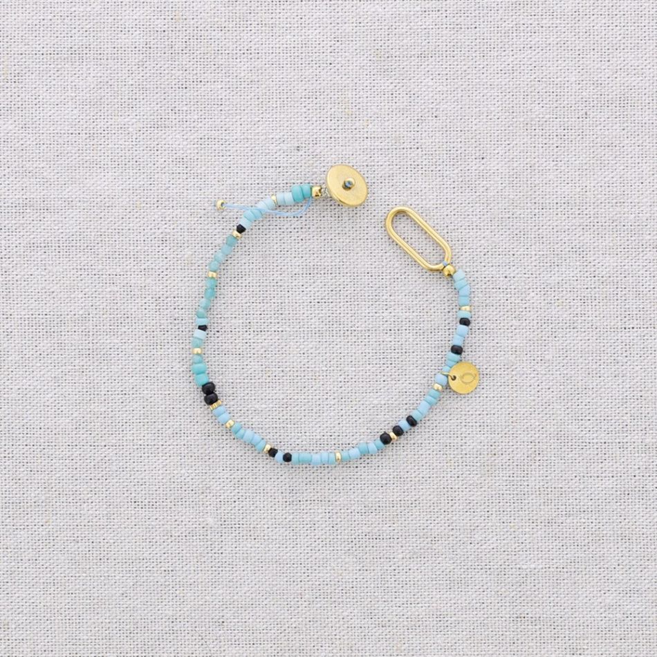STEEL BEADS AND STONES BRACELET ADJUSTABLE SIZE