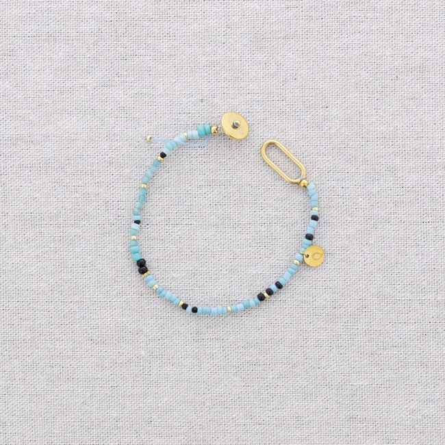 STEEL BEADS AND STONES BRACELET ADJUSTABLE SIZE