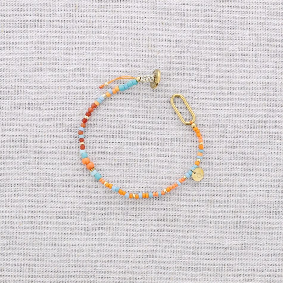 STEEL BEADS AND STONES BRACELET ADJUSTABLE SIZE