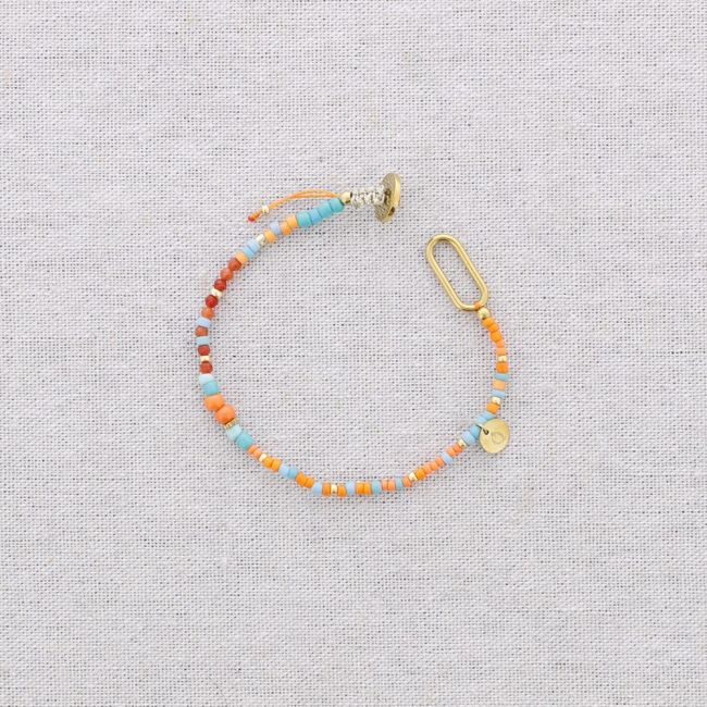 STEEL BEADS AND STONES BRACELET ADJUSTABLE SIZE
