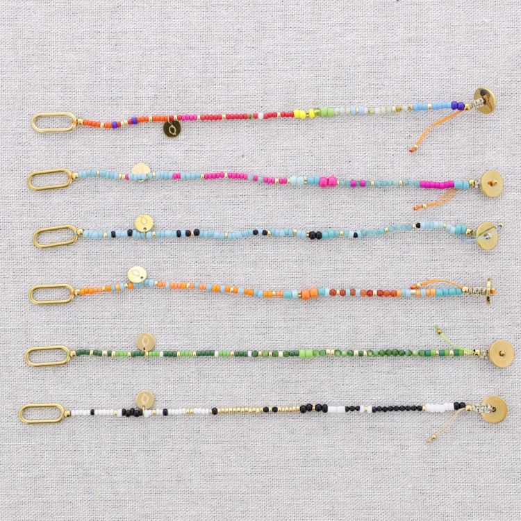 PULSERA ACERO CUENTAS ABALORIOS PIEDRAS AJUSTABLE 2