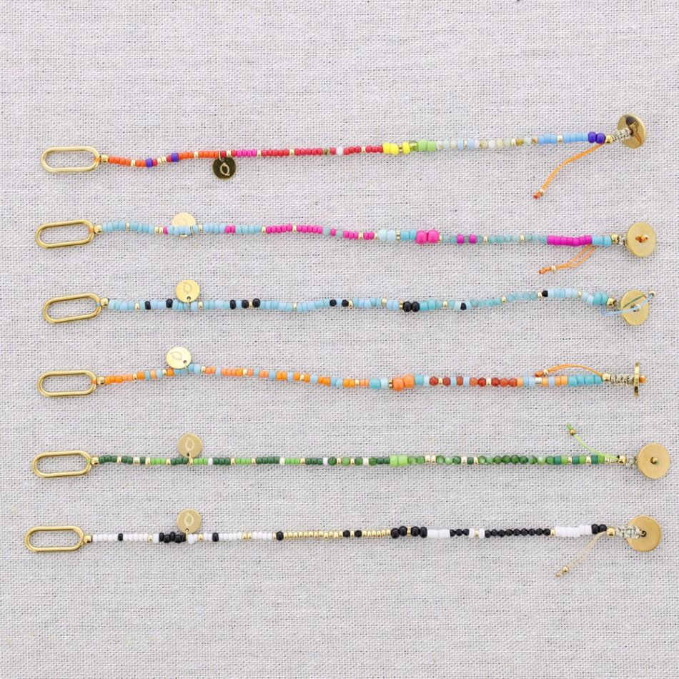 STEEL BEADS AND STONES BRACELET ADJUSTABLE SIZE