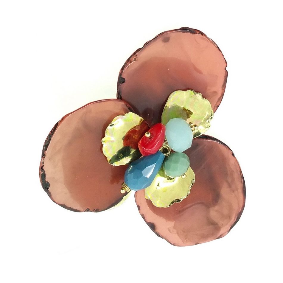 BEAD FLOWER BROOCH