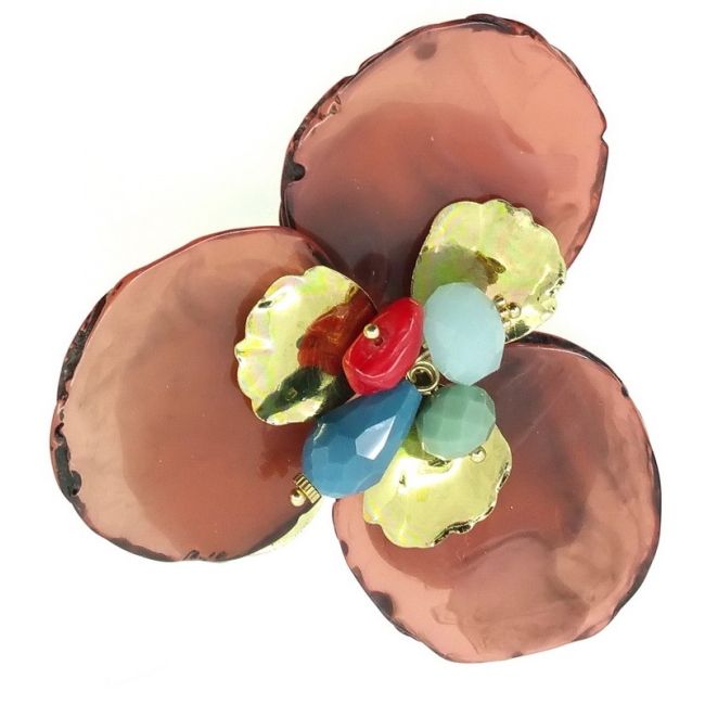 BEAD FLOWER BROOCH