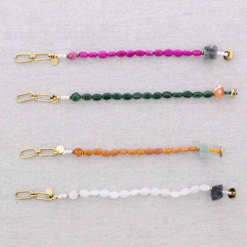 STEEL BEADS AND STONES BRACELET