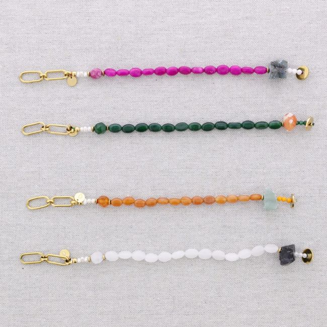 STEEL BEADS AND STONES BRACELET