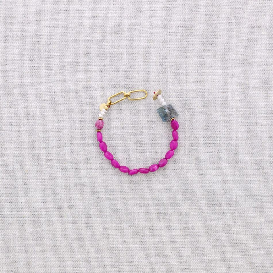 STEEL BEADS AND STONES BRACELET