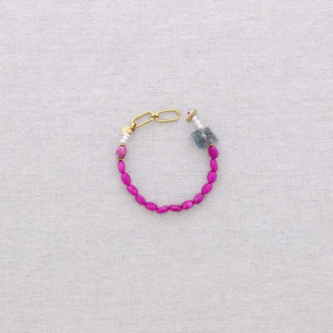 STEEL BEADS AND STONES BRACELET