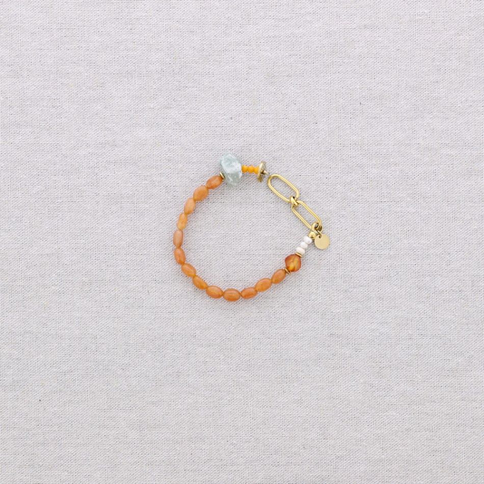 STEEL BEADS AND STONES BRACELET