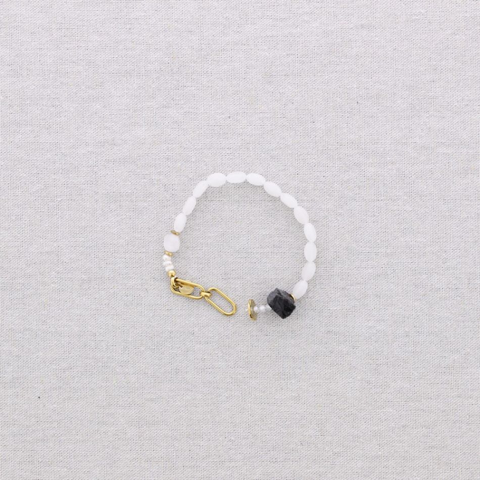 STEEL BEADS AND STONES BRACELET